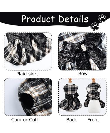 Princess Gauze Dog Sweater Dress | Black Plaid | Small Dog Autumn/Winter Skirt | Holiday Puppy Outfit | Pet Apparel Medium (6-9 lb) - Buy Online on GoSupps.com