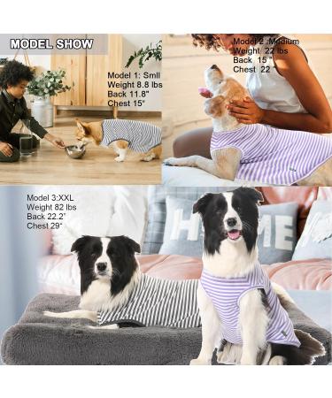 Sychien Cooling Shirt for Dogs - Summer Combed Cotton Breathable T-Shirts for Boys & Girls - Small Size S in Purple Gray White Striped - Buy Online on GoSupps.com