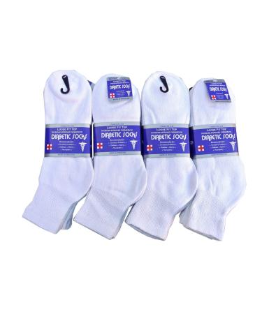 J&J 3 6 or 12 Pairs Diabetic Circulatory Health Men's Cotton Ankle Socks ALL SIZE White 3pack 10-13