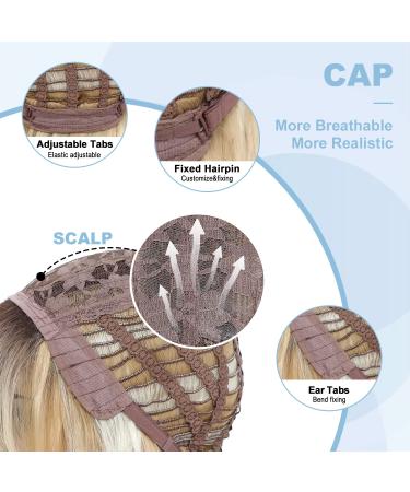 Shop Natural Ombre Blonde Wigs for Women - Long Curly Layered Synthetic Wigs with Fringes for Daily Wear & Parties - Buy Online on GoSupps.com