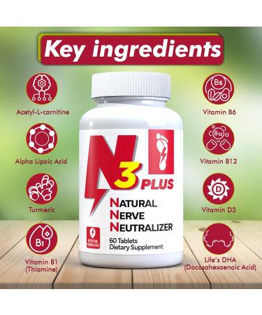 N3 Natural Nerve Neutralizer Plus - Advanced Nerve Support Supplement with Vitamin D3 B1 B6 B12 DHA & Turmeric - 60 Tablets for Repair & Regeneration - Buy Online on GoSupps.com