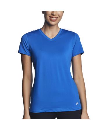 Arctic Cool Women's V-Neck Instant Cooling Moisture Wicking Performance UPF 50+ Short Sleeve Workout Shirt Polar Blue X-Large