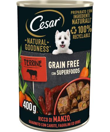Cesar Natural Goodness wet dog food with beef and vegetables 6 cans of 400 g each total 2.4 kg beef 400 g (pack of 6)