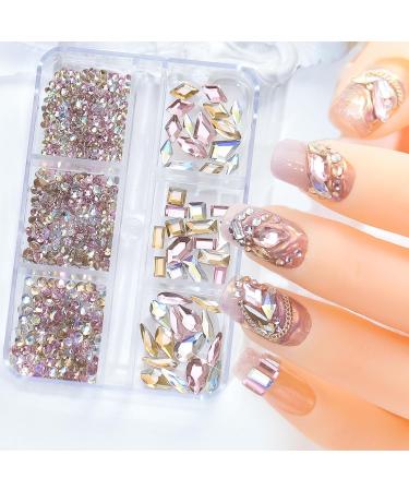 6 Grid Mixed Nail Rhinestones Nail Stones Nail 3D Nail Crystal for Manicures Nail Art Supplies Accessories Nail Art Decorations Kit - Buy Online on GoSupps.com