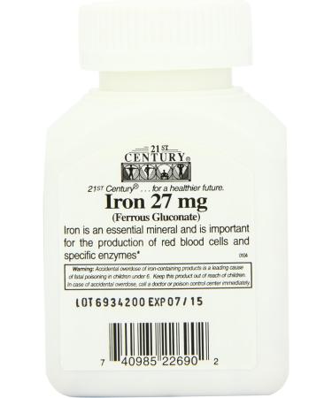 21st Century Iron 27 mg Ferrous Gluconate Tablets - 110 Count (Pack of 2) - Buy Online on GoSupps.com