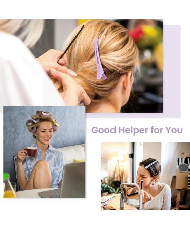 Aimike 6 Hair Clips for Styling & Cutting | No Trace Silicone Tape Hairdresser Clips for Thick & Thin Hair | Macaron Violet Blue & Yellow Compartment Clamps - Buy Online on GoSupps.com