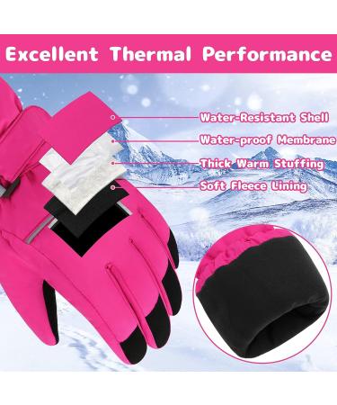 Olreco Kids Snow Gloves - Waterproof Winter Ski Gloves for Boys & Girls (7-10 Years) - Rose - Buy Online on GoSupps.com