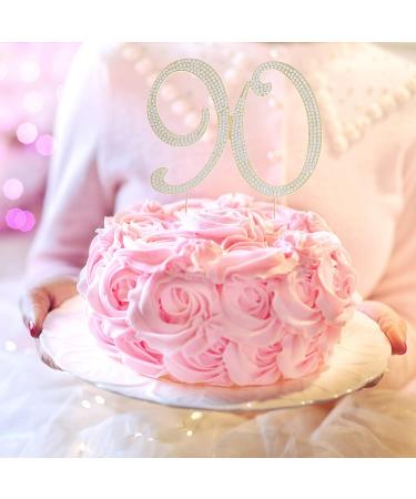 90 Cake Topper for 90th Birthday - Rhinestone Number Party Supplies & Decoration Ideas (Gold) - Buy Online on GoSupps.com