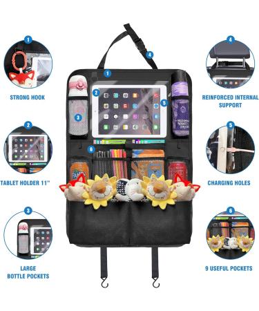 Car Back Seat Organizer with iPad Holder & 9 Pockets - Black | Kids Toy Storage & Water-Proof Protector - Buy Online on GoSupps.com