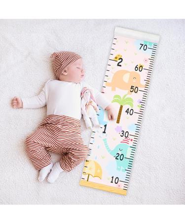 MHJY Kids Growth Chart - Wooden Ruler Height Measure Wall Chart 7.9'' x 79'' Canvas Hanging Decor for Baby Girls Boys - Nursery & Toddler Bedroom Decoration with Happy Elephant Design - Buy Online on GoSupps.com