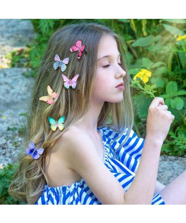 18 Pcs Colorful Butterfly Hair Clips - 90s Glitter Barrettes for Women, Girls, Teens - Small Realistic Hair Accessories - Blue Style - 1.9 x 1.4 Inch - Buy Online on GoSupps.com