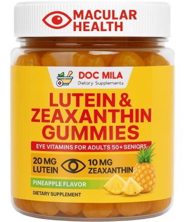 Doc Mila Lutein & Zeaxanthin Gummies Eye Vitamins for Adults 50+ & Seniors Eye Health Supplements for Over 50 Adults Luteina y Zeaxantina para Los Ojos 30 Chewable Gummy