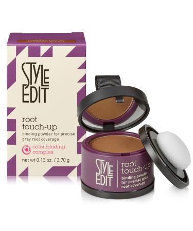 Root Touch Up Powder for Medium Brown Hair by Style Edit | Cover Up Hair Color for Grays and Roots Coverage|Root Concealer for Medium Brown Hair | Mineral Infused Binding Hairline Powder|0.13 oz. Tub MEDIUM BROWN 1 Pack
