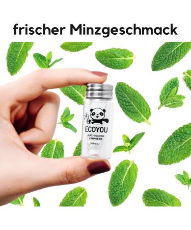 Ecoyou Sustainable Dental Floss - Bamboo Activated Carbon Plastic-Free & Reusable Glass Flacon Vegan Mint Flavor 30m 2-Part Set - Buy Online on GoSupps.com