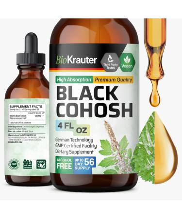 BIO KRAUTER Perimenopause & Menopause Supplements for Women* - Pure Vegan Black Cohosh for Mood Support & Women's Wellness - Black Cohosh Supplements 4 Fl.Oz 56-Day Supply Alcohol & Sugar Free 4 Fl Oz (Pack of 1)