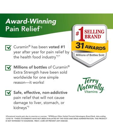 Terry Naturally Curamin Extra Strength (2 Pack) - 120 Vegan Tablets - Natural Pain Relief with Curcumin & Boswellia - Buy Online on GoSupps.com