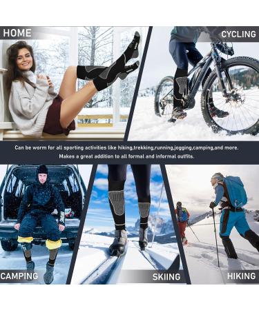 Merino Wool Ski Socks - 2 Pairs for Snowboarding, Hiking, Cold Weather - Thermal Knee High Warm Socks for Snow & Hunting (Black, Large) - Buy Online on GoSupps.com