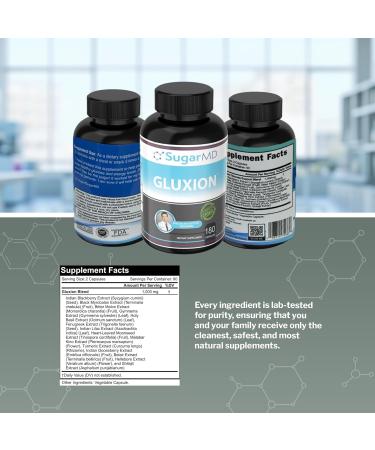 SugarMD GLUXION 3X Strength Formula | Advanced Botanical & Nutrient Blend for Spike Control| Vegan Non-GMO 180 Capsules - Buy Online on GoSupps.com