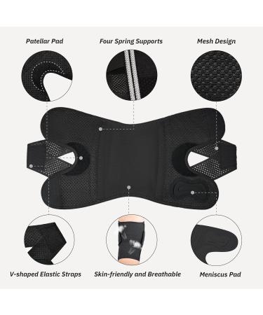 Knee Brace with Side Stabilizers - Adjustable Support for Meniscus Tear ACL MCL & Arthritis - Breathable Knee Wrap for Men & Women - Black Medium - Buy Online on GoSupps.com