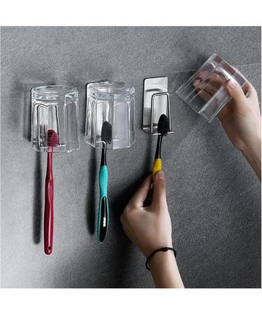 Funincrea 2 Pack Toothbrush Holder - 2-in-1 Wall-Mounted Self-Adhesive Rack for Toothbrushes & Cups (Black) - No Drilling Required | Durable Bathroom Organizer - Buy Online on GoSupps.com