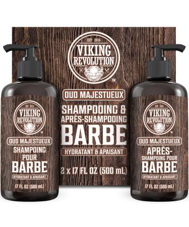 Viking Revolution - Shampoing Barbe Homme & Apr s Shampoing Barbe Homme - Huile d'Argan & de Jojoba - Adoucit & Renforce - Oud Majestueux - 500 ml x 2 500 ml (Lot de 2)