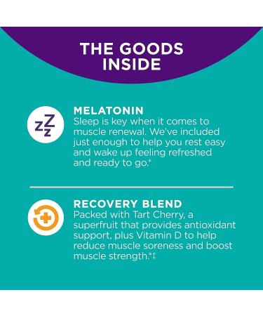 OLLY Muscle Recovery Sleep Gummies - 3mg Melatonin, Tart Cherry, Vitamin D - Berry Flavor - 40 Count - Buy Online on GoSupps.com