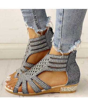 Rvidbe Dressy Women's Platform Wedge Sandals - Ankle Buckle Flip Flops - Z1-Black 7.5 - Buy Online on GoSupps.com