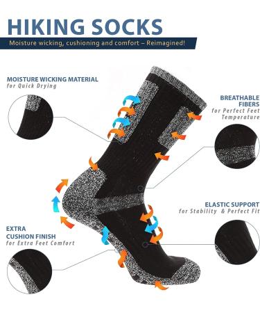 MIRMARU Men's 5 Pairs Outdoor Sports Hiking Crew Socks - Black, Charcoal, Olive - Large-X-Large - Buy Online on GoSupps.com