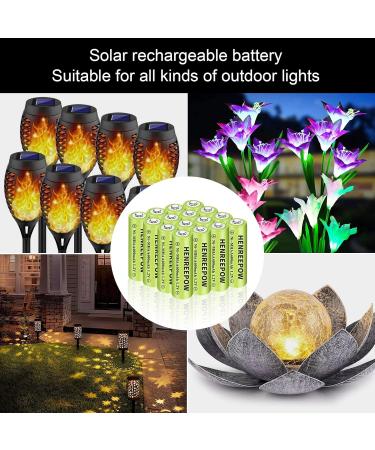 Henreepow Ni-MH Rechargeable AA Batteries - 16 Pack 600mAh Long-Lasting High-Capacity for Solar Lights & Garden Landscaping - Buy Online on GoSupps.com