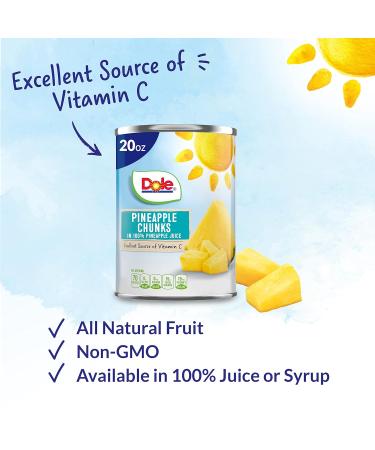Dole Pineapple Chunks in 100% Fruit Juice 20oz (Pack of 12) - Buy Now! - Buy Online on GoSupps.com