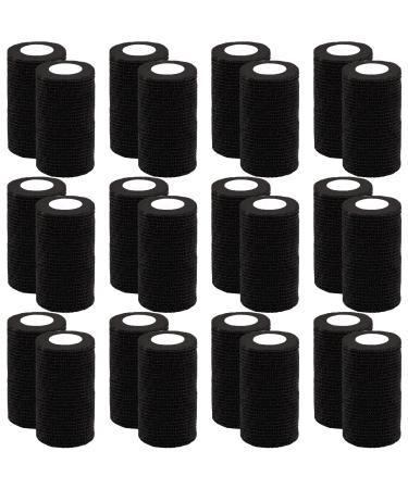 BQTQ 24 Rolls Self Adhesive Bandage Wrap Tape 4 inch Black Bandage Breathable Athletic Tape Stretch Wrap Roll Sports Wrap Tape Self Adherent Wrap for Wrist Ankle Swelling Sprains Black Color 4 Inch