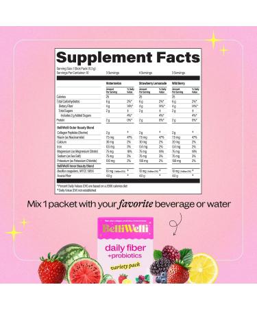 Belli Welli Daily Fiber Supplement Packets with Collagen, Probiotics & Electrolytes | Single Serve Packets for Gut Health, Digestion & Debloating | Variety | 10 Count - Buy Online on GoSupps.com