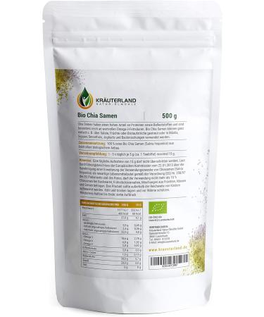 Kr uterland Organic Chia Seeds 500g - 100% Pure Vegan & Gluten-Free Salvia Hisp nica | Premium Quality Superfood for International Shipping - Buy Online on GoSupps.com