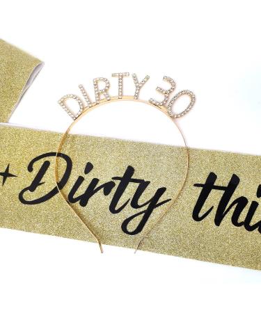 Gold Glitter 30th Birthday Crown & Sash Set for Her | Rhinestone Tiara Headband | Happy 30th Birthday Gifts for Women - Buy Online on GoSupps.com