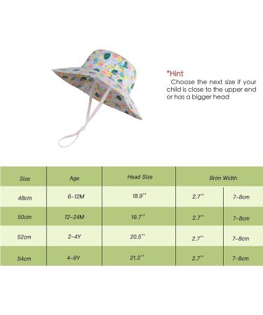LANGZHEN Baby Girls Beach Sun Hat with Chin Strap | Toddler Kids Wide Brim Play Hat | Flamingo-Leaves Design | 1-2 Years - Buy Online on GoSupps.com