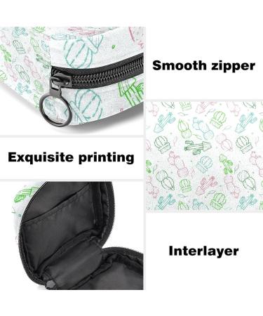 Shop Stylish Menstruation Pad Bag with Zipper - Women's Napkin & Tampon Collection Bag (Small Cactus Pattern) - Color 8 - Buy Online on GoSupps.com