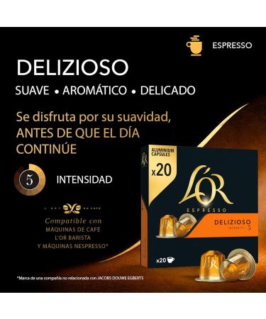  L'OR L'Or Espresso Delizioso Intensity Coffee 20 Aluminum Capsules Compatible with Nespresso Machines 104g - Buy Online on GoSupps.com
