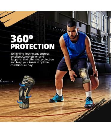 2 Pack Copper Knee Support for Women/Men - Knee Brace Compression Sleeve Best Knee Sleeves Supports for Arthritis Meniscus Tear Knee Joint Pain MCL ACL Running Sports XL Copper (Pack of 2) - Buy Online on GoSupps.com