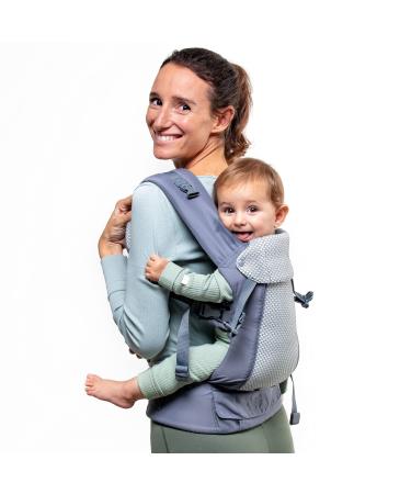 Beco Gemini Cool Baby Carrier Newborn to Toddler - All Positions Baby Body Carrier, Baby Hiking Carrier Backpack, Front Carrier with Adjustable Seat, Ergonomic Baby Holder Carrier 7-35 lbs (Dark Grey) Cool Dark Grey