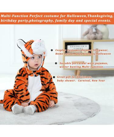Doladola Baby Hooded Onesie | Cartoon Animal Romper | Newborn Loungewear | 18-24 Months | Orange Tiger - Buy Online on GoSupps.com
