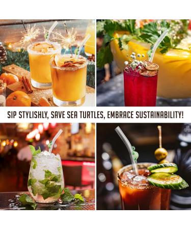 MALX 5-Pack 8.5" x 0.3" Turtle Glass Straws Set of 4 Handmade Transparent Long Straws and 1 Cleaning Brush. Suitable for Cold and hot Drinks Aesthetic Cute Straws with Charm Coquette Straws - Buy Online on GoSupps.com