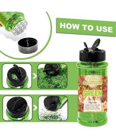 Aslanka Holographic Green Chunky Glitter Sequins Perfect for Body Art Festival Decor Crafts & DIY Projects - Buy Online on GoSupps.com