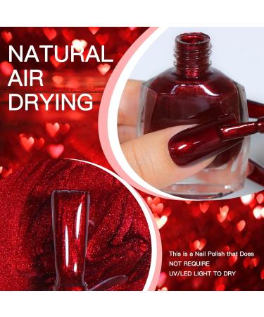 COSMOO 12ml Wine Red Nail Polish | Quick Dry Burgundy Red Lacquer | Lustrous Iridescent Ultrachrome Nail Enamel - Buy Online on GoSupps.com