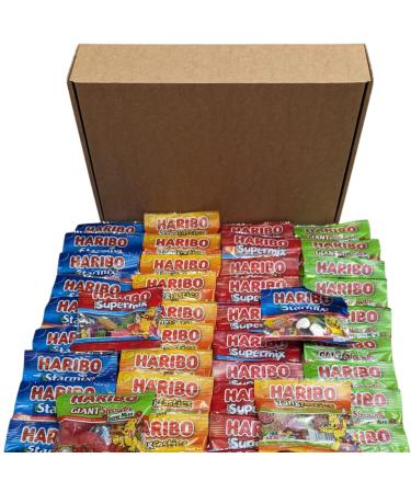Haribo Mini Bags Sweets Hamper Multipack - 50 Packs of Haribo Sweets including Starmix Supermix Strawbs & Tangfastics in 16-gram bags - Treat for Birthday Easter Egg Christmas and Kids Snack