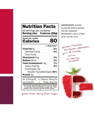 SKRATCH LABS Sport Energy Chews  Raspberry (10 pack) - Developed for Athletes and Sports Performance  Gluten Free  Dairy Free  Vegan Raspberry 1.8 Ounce (Pack of 10) - Buy Online on GoSupps.com