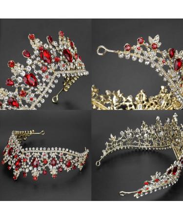 NODG Red Crystal Crown for Women - Princess Queen Vintage Tiara for Birthday, Wedding, Prom - Bridal Hair Accessory for Girls and Adults - Buy Online on GoSupps.com