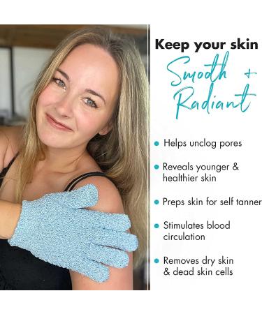 Exfoliating Glove Set (4 Pcs) - Bath and Shower Exfoliating Gloves for Smooth Skin - Spa Massage and Body Scrub - Men and Women - Buy Online on GoSupps.com