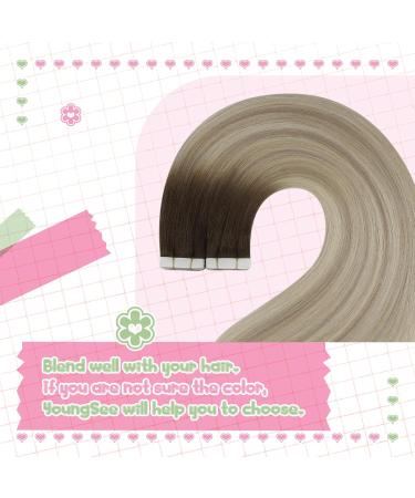 Youngsee Tape In Extensions - Real Hair Balayage Invisible Tape Extensions | 55cm 50g Remy | #3/8/25 & #3/8/22 - Buy Online on GoSupps.com