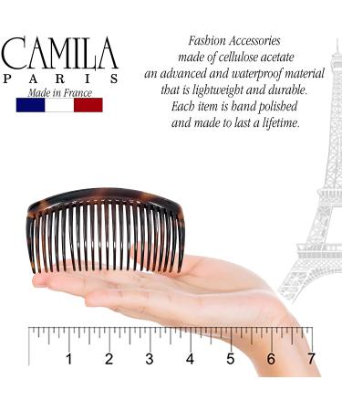 Camila Paris AD66/2 Large Curved Tortoise Shell French Side Combs - Strong Hold Hair Clips for Women - Made in France - Buy Online on GoSupps.com