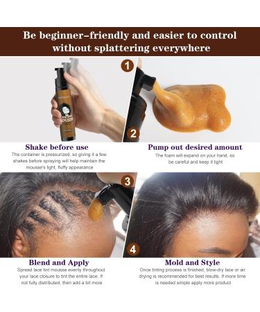 Lace Tint Melting Hair Mousse 100ml - Mocha Medium Brown Foam Spray for Lace Front Wig, Toupees, & Hair Pieces - Natural Finish Edge Control - Women's Cosplay Wigs Tool Set - Buy Online on GoSupps.com